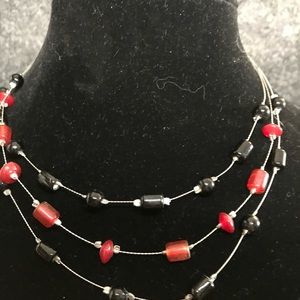 Red and black beaded necklace